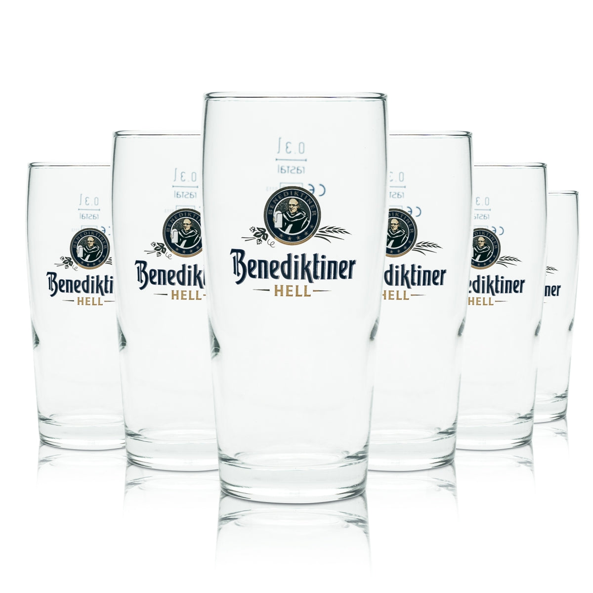 6x Benedictine beer glass 0.3l Willi mug "Light" Sahm Brewery tumblers