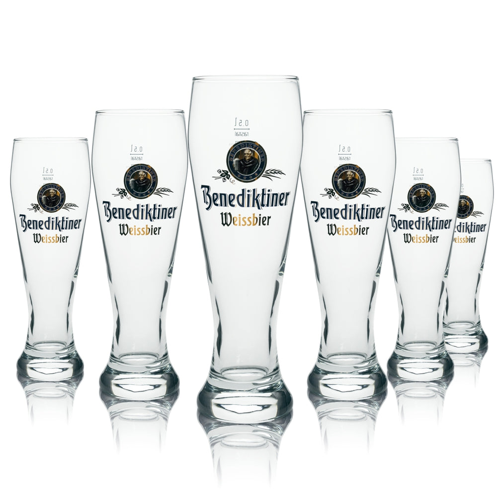 6x Benedictine Beer Glass Wheat 0.5l Rastal