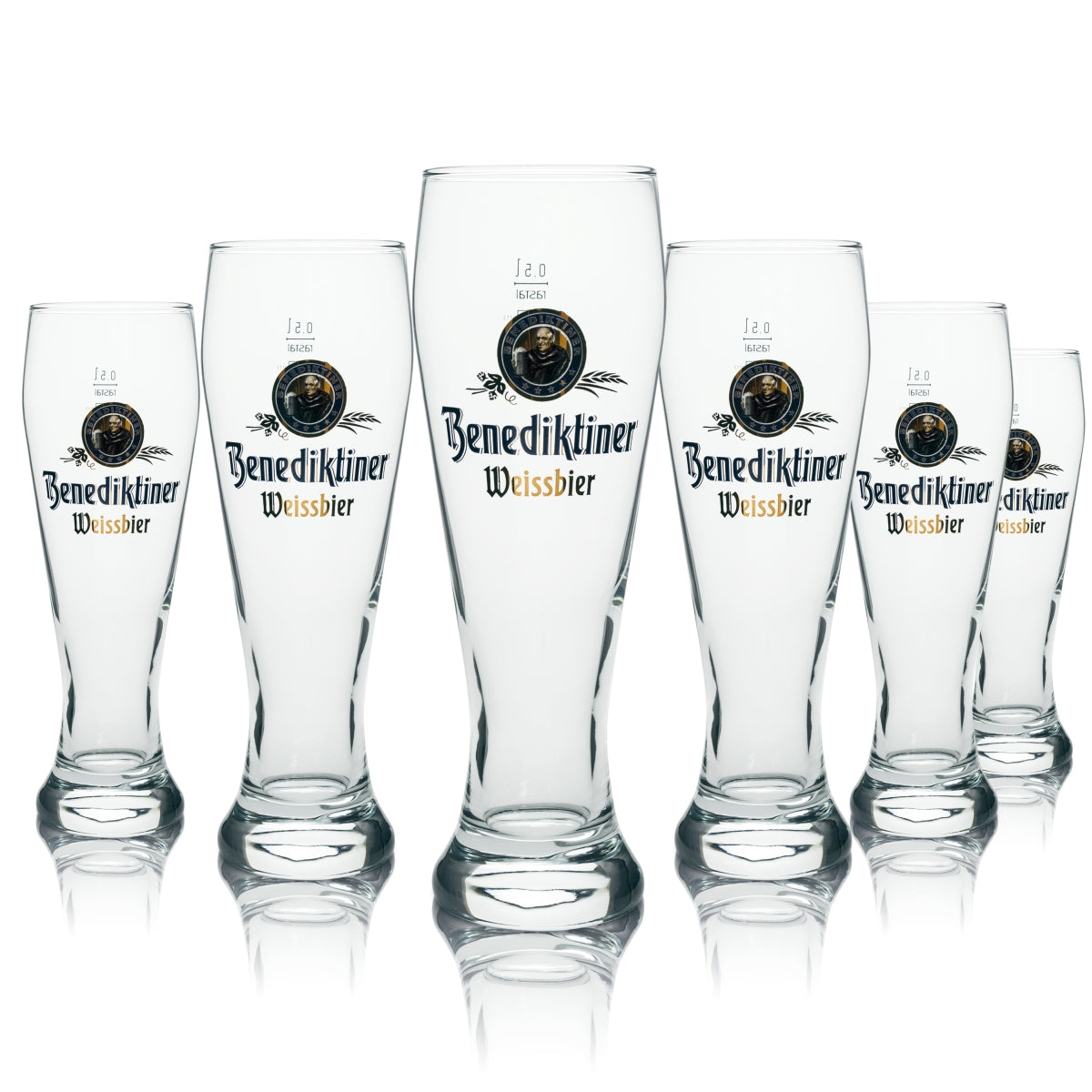 6x Benedictine Beer Glass Wheat 0.5l Rastal