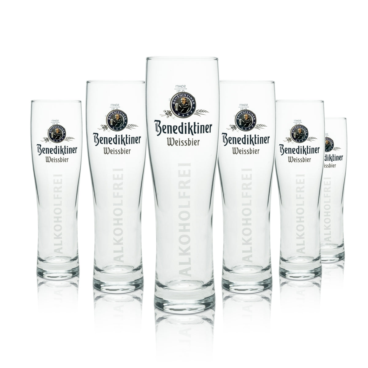 6x Benedictine beer glass set 0.3l wheat beer glasses Non-alcoholic with calibration mark Suitable for catering – View 2