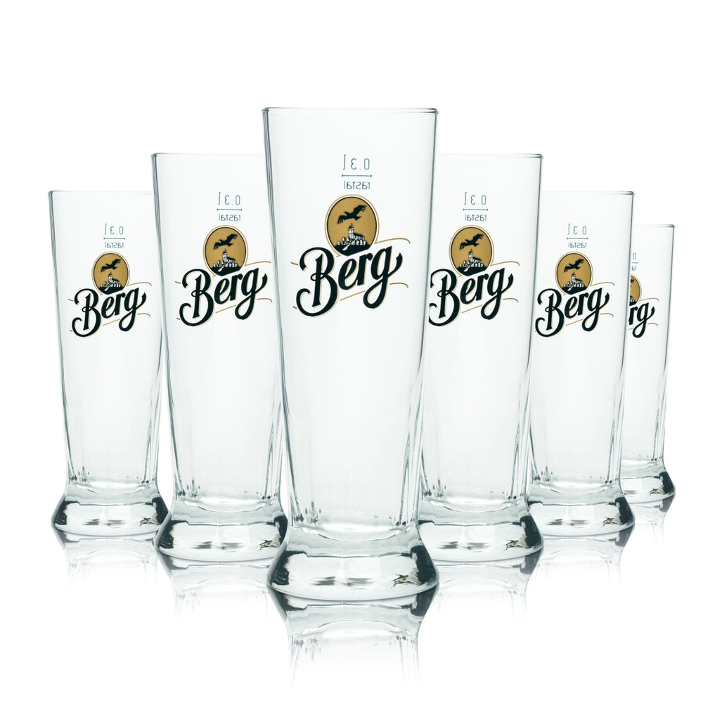 6x Berg Brewery Beer Glass 0.3l Mug Trapezoid Rastal Pils Glasses Tulip Cup Bar