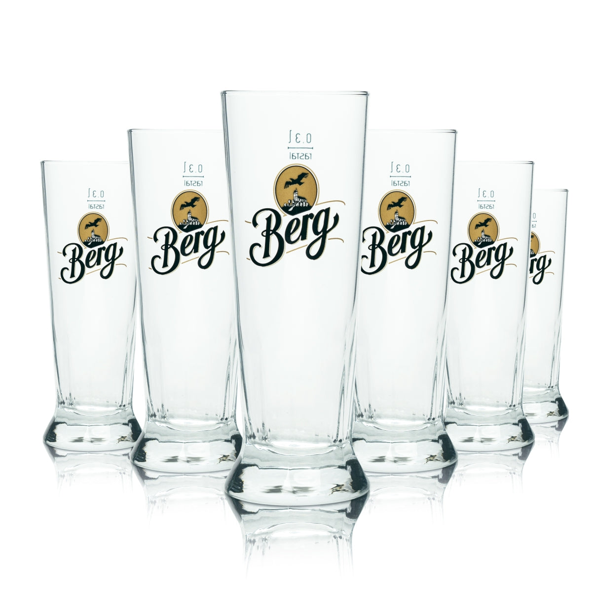 6x Berg Brewery Beer Glass 0.3l Mug Trapezoid Rastal Pils Glasses Tulip Cup Bar