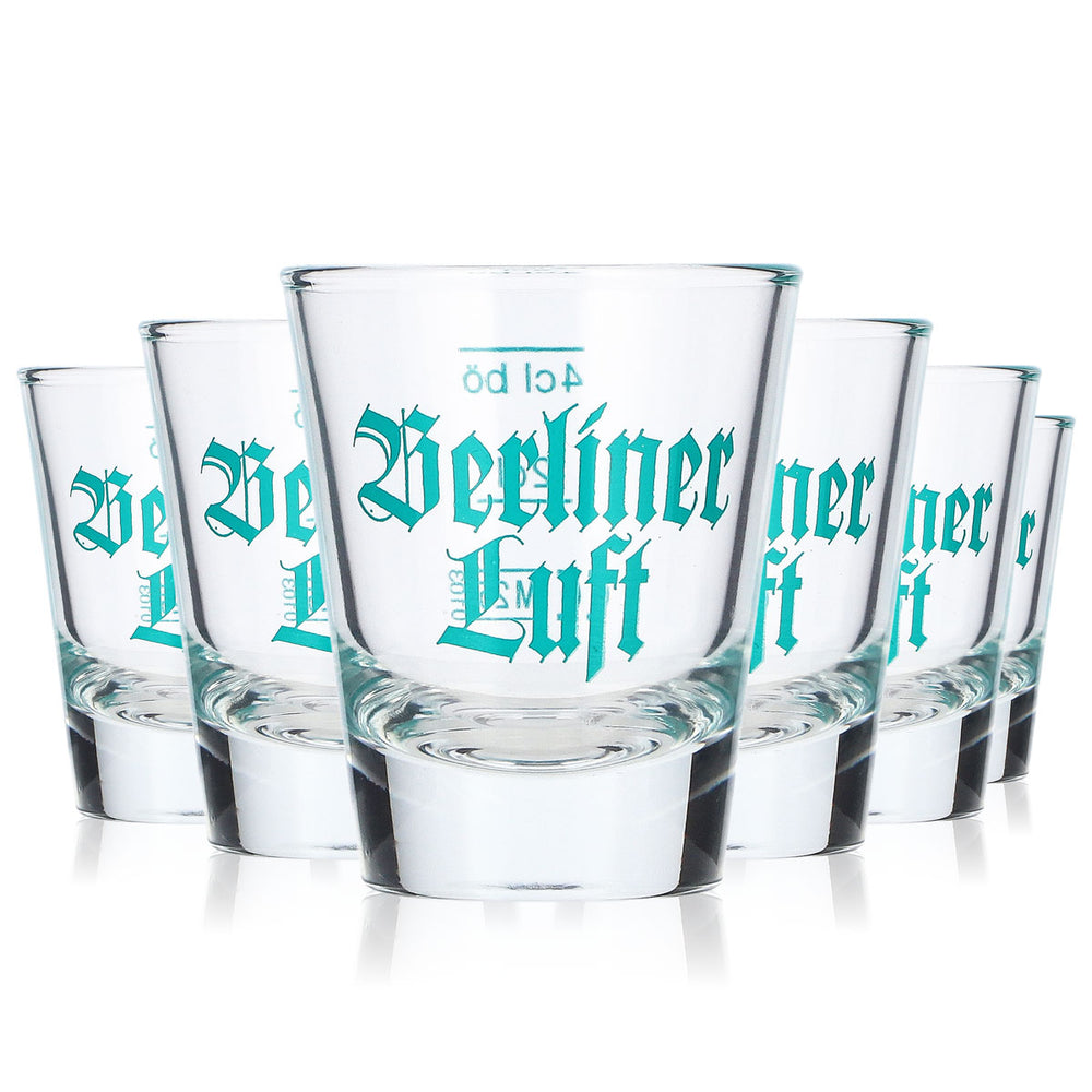 6-Pack of Berliner Luft Tequila Glasses (2 cl) + 4 cl Shot Glasses with Turquoise Logo