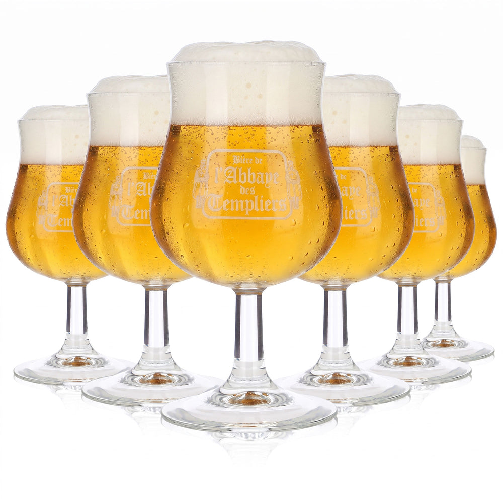 6x Biere d’Abbaye Beer Glasses, 0.38 L, Tulip-Shaped, Ritter Logo, White (Set of 6)