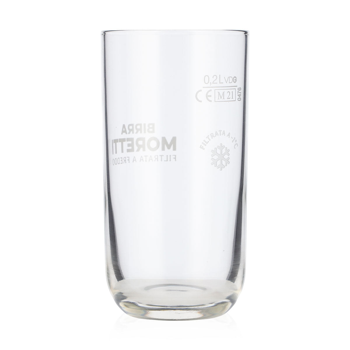 6 Birra Moretti Beer Glasses, 0.2 L Tumblers, White Lettering, Round Base (Set of 6) – View 3