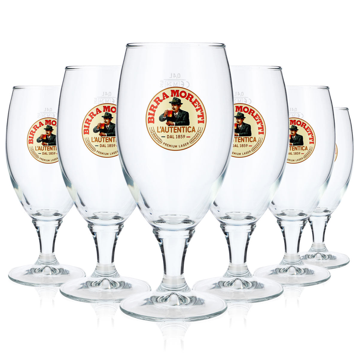 6x Birra Moretti beer glasses, 0.4 l, goblet style, bulbous design – View 5