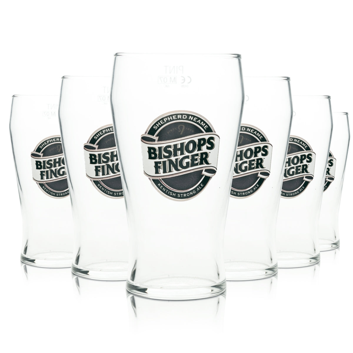 6x Bishops Finger Beer Glass 0.5l Mug Pint Shepherd Neame Glasses Beer Ale One