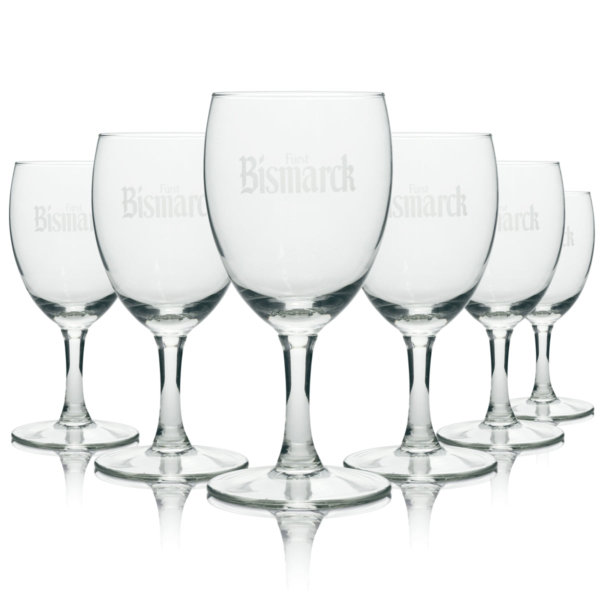 6x Bismarck water glass, water goblet, white lettering, rastal, 19 cl