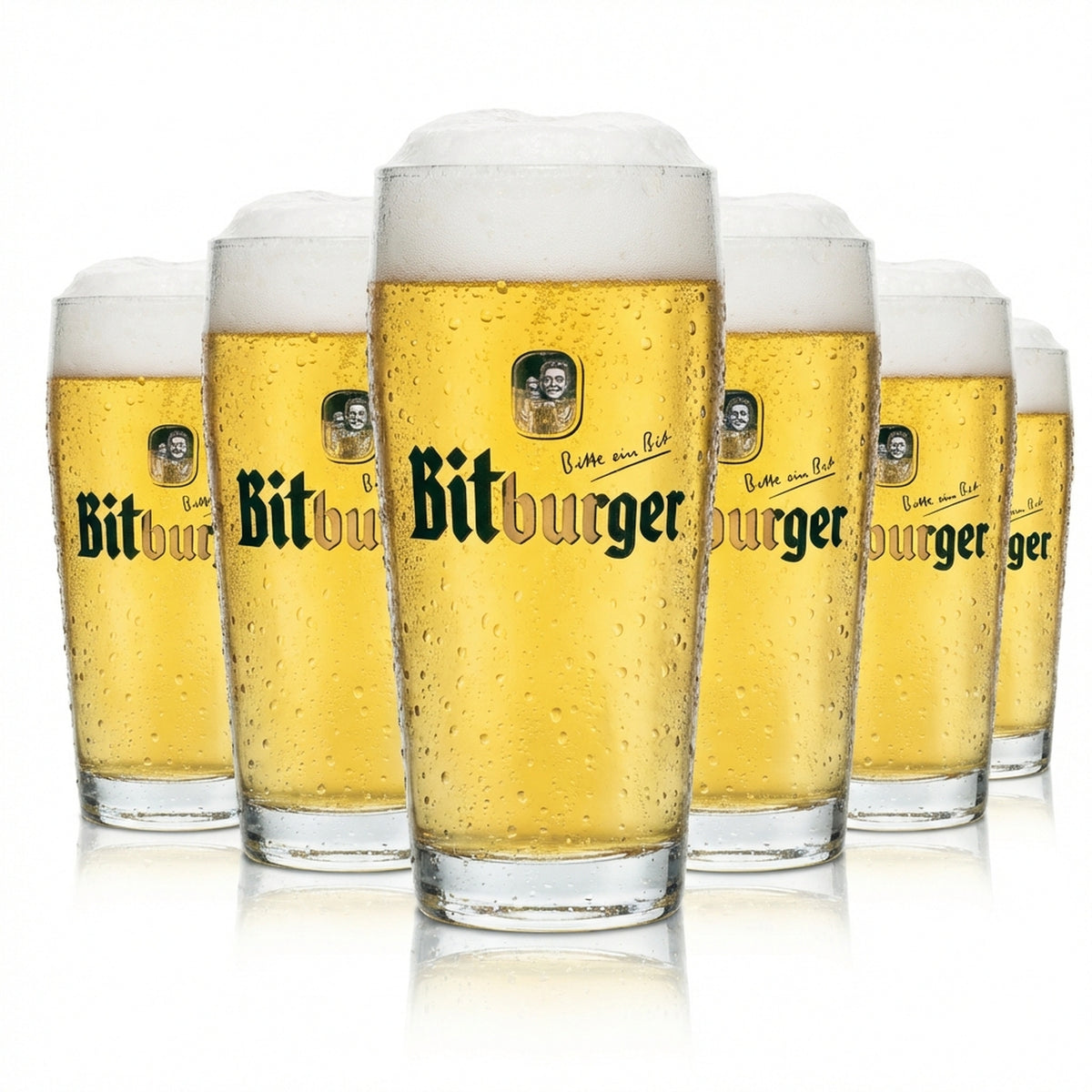 6x Bitburger beer glass 0.25l Willi Becher Sahm Pils glasses Willy Cup Brewery