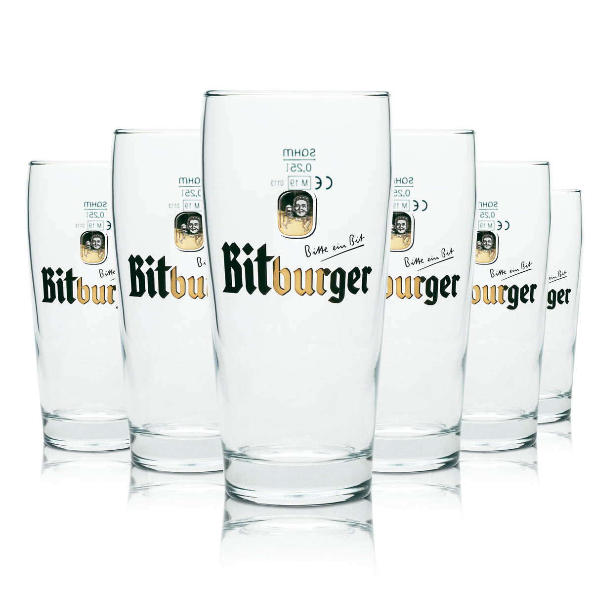 6x Bitburger beer glass 0.25l Willi Becher Sahm Pils glasses Willy Cup Brewery – View 4
