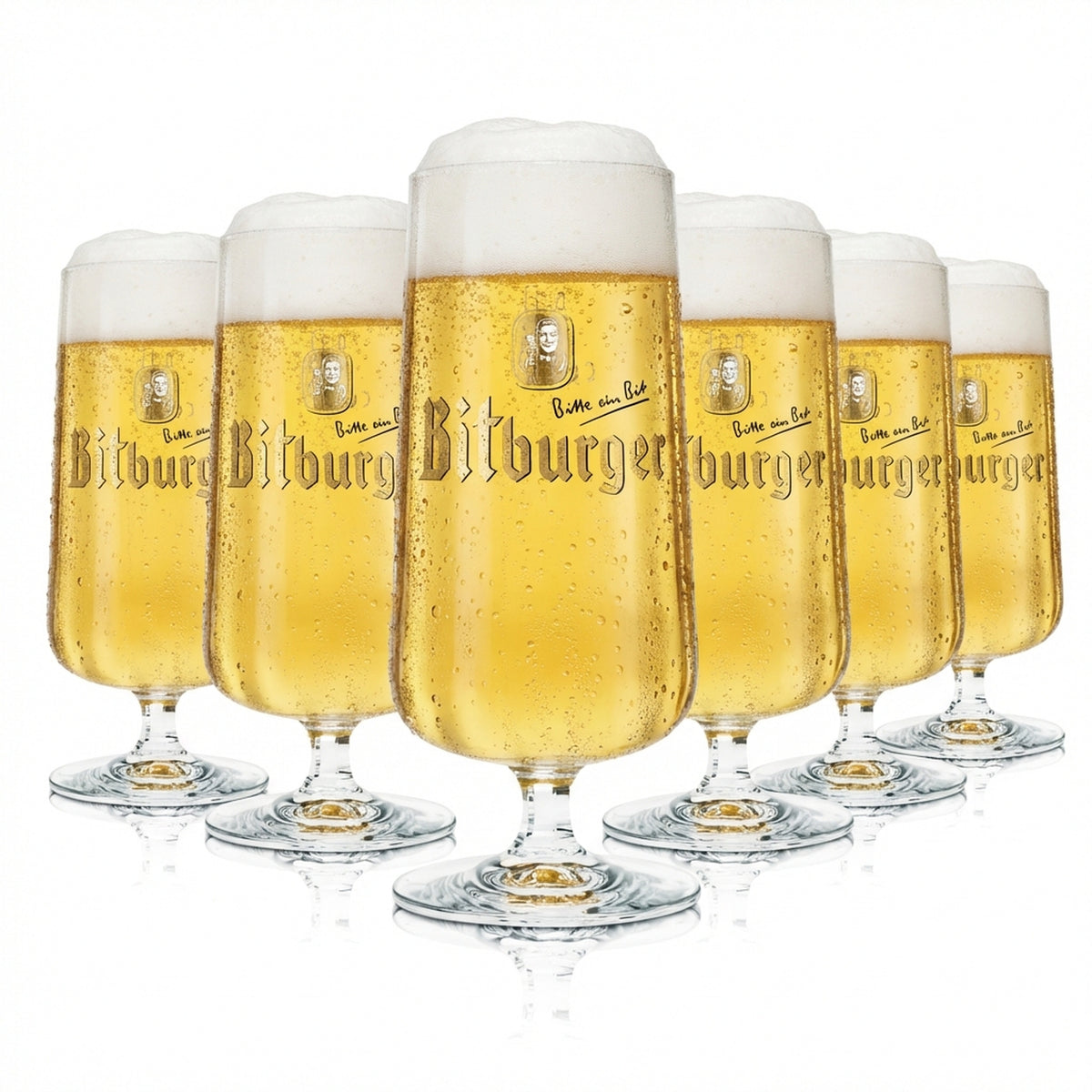6 Bitburger Beer Glasses, 0.3 L, Rastal Goblet