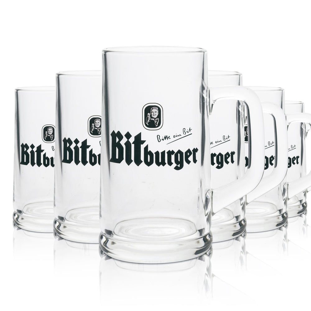 6x Bitburger beer glass mug 0.4l Rastal