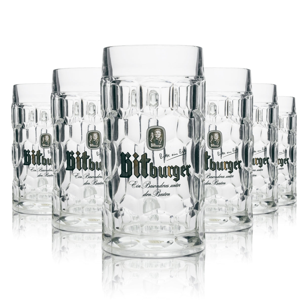 6x Bitburger beer glass mug 500ml rastaL