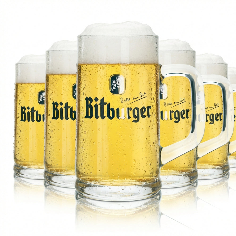 6x Bitburger Glass 0.5l Mug Seidel Beer Mug Beer Pils Henkel Glasses Gastro Pub