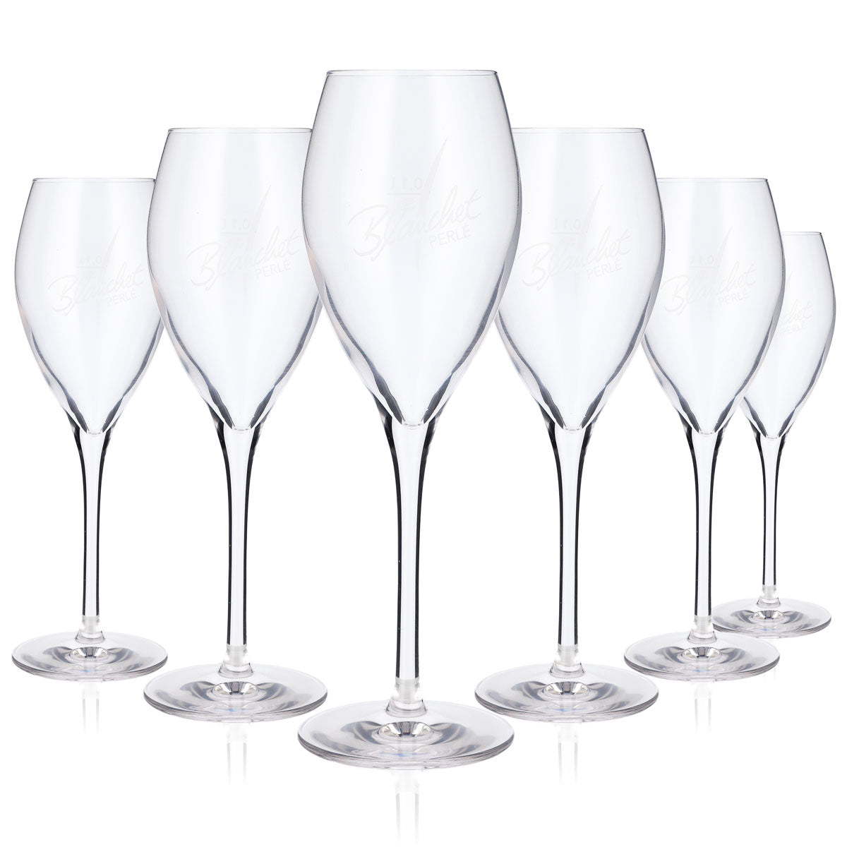 6x Blanchet wine champagne glasses, champagne flutes, glass 0.1l champagne glass