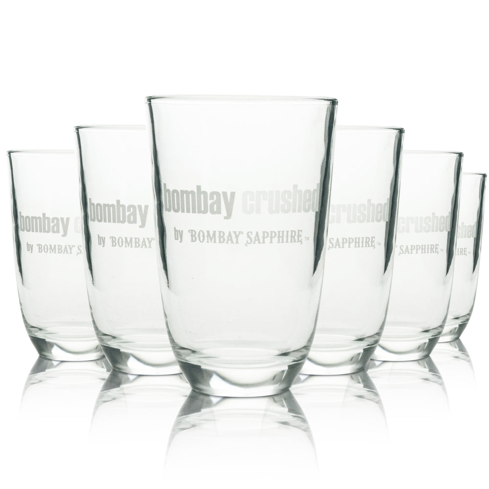 6x Bombay Glass 0.42l Sapphire Gin and Tonic Tumbler Cups Glasses Crushed Edition