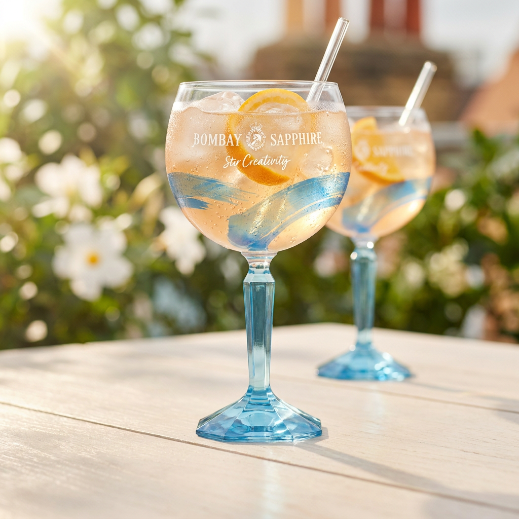 6x Bombay Sapphire Gin Glass Stir Creativity 68cl Glasses Special Edition Balloon Bar – View 2