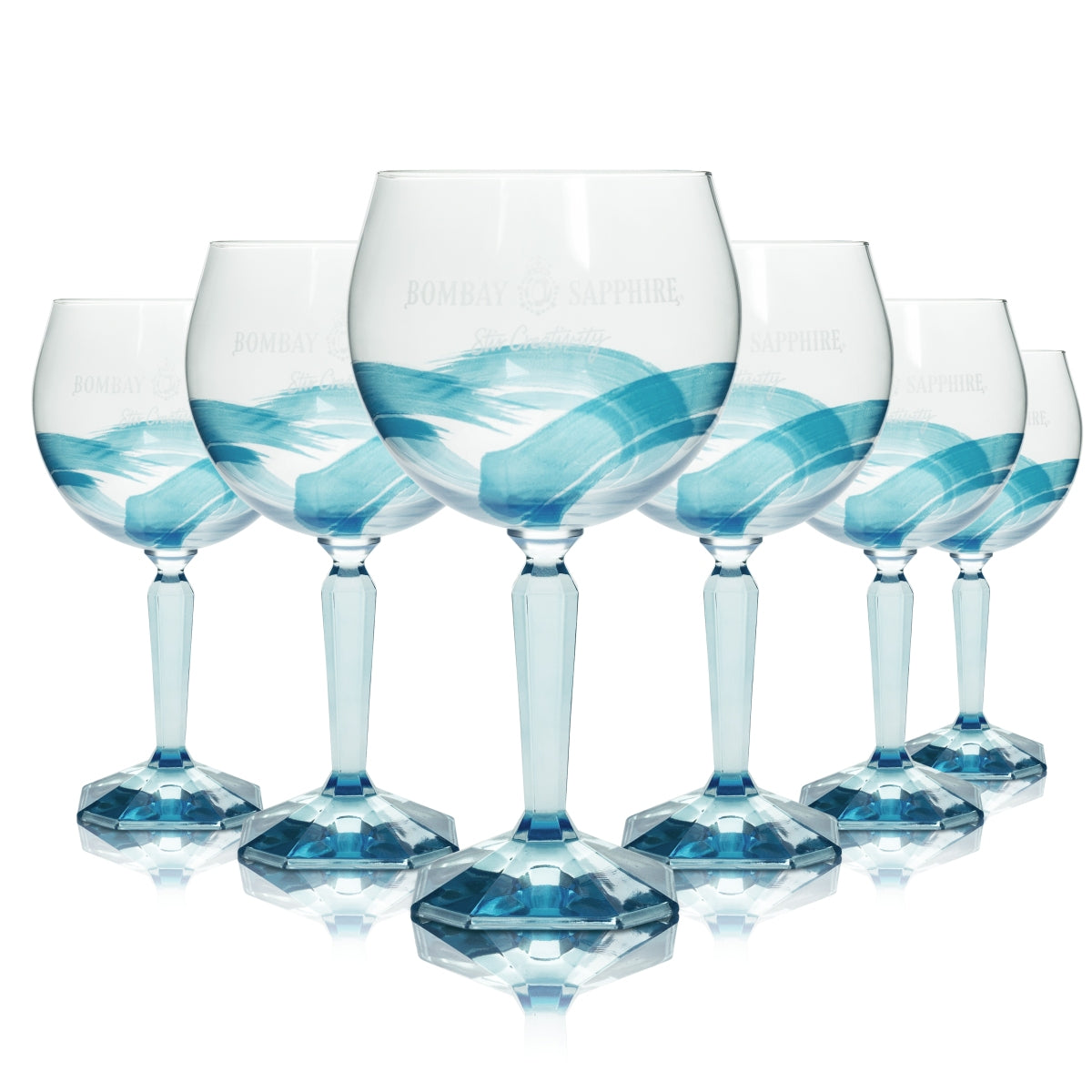 6x Bombay Sapphire Gin Glass Stir Creativity 68cl Glasses Special Edition Balloon Bar – View 3