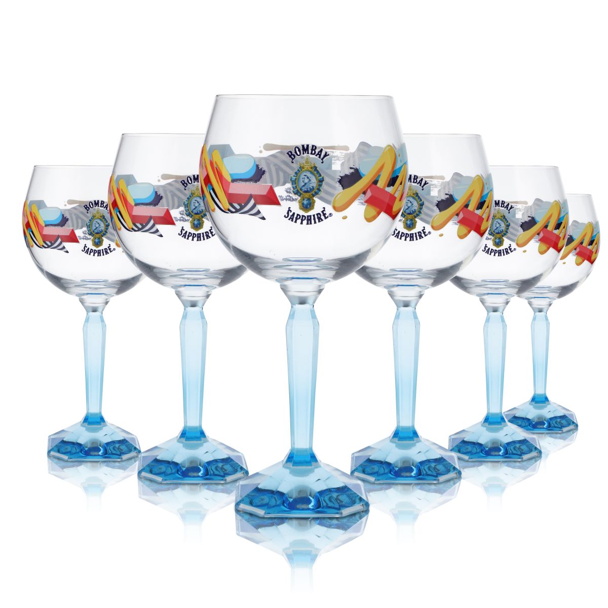 6x Bombay Sapphire glass 0,48l balloon glass Stir Creativity special edition Gin Tonic