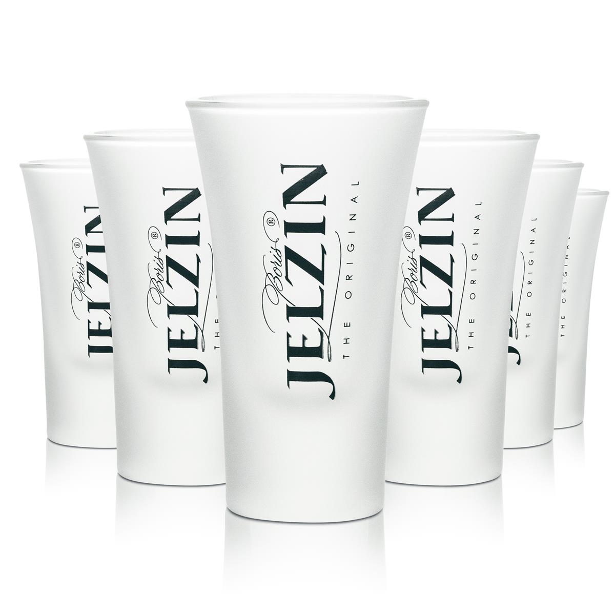 6x Boris Yeltsin Vodka Glass Shot 4cl frosted glass