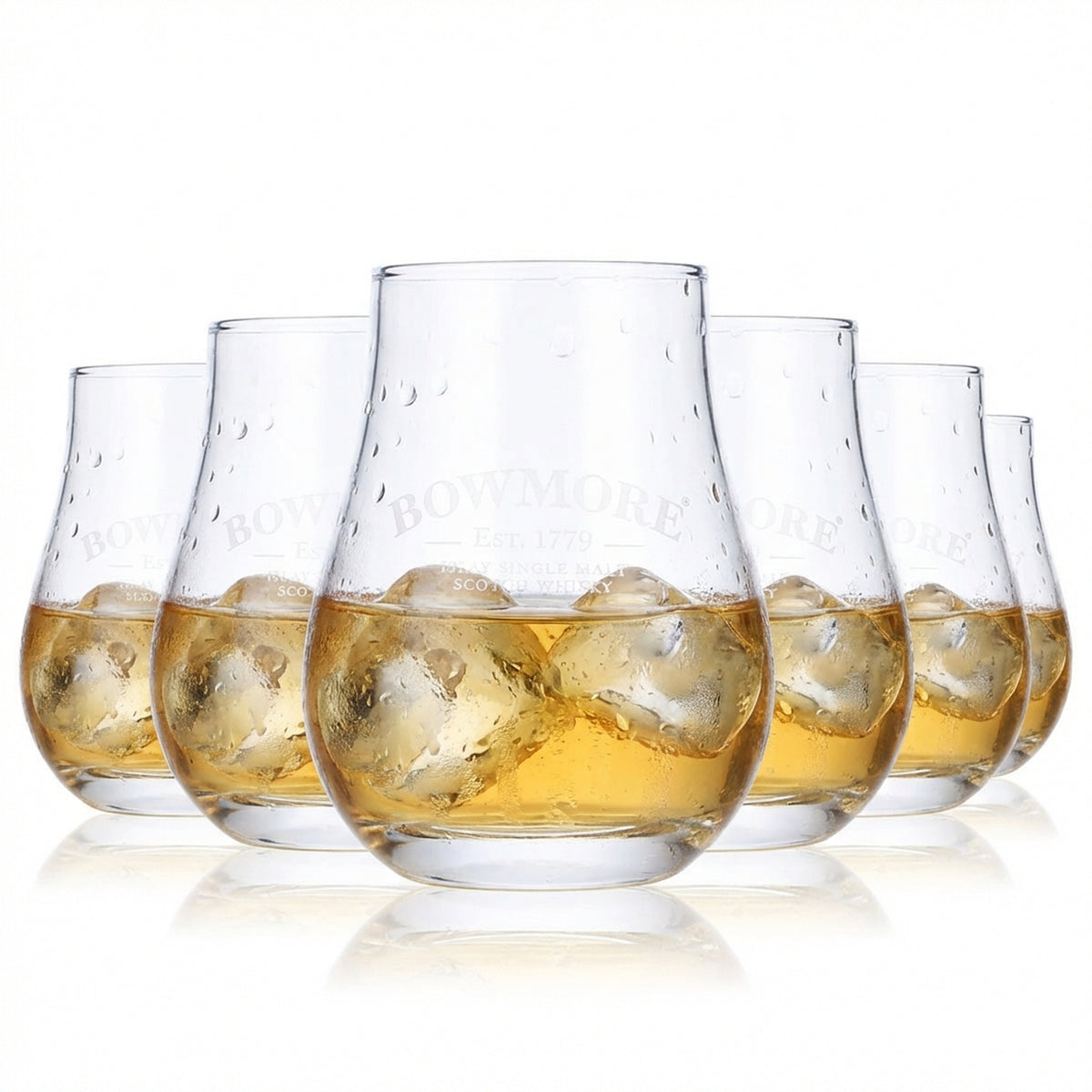 6x Bowmore Whiskey Glass Tasting Glasses Bulbous 0.11l Whiskey Glass