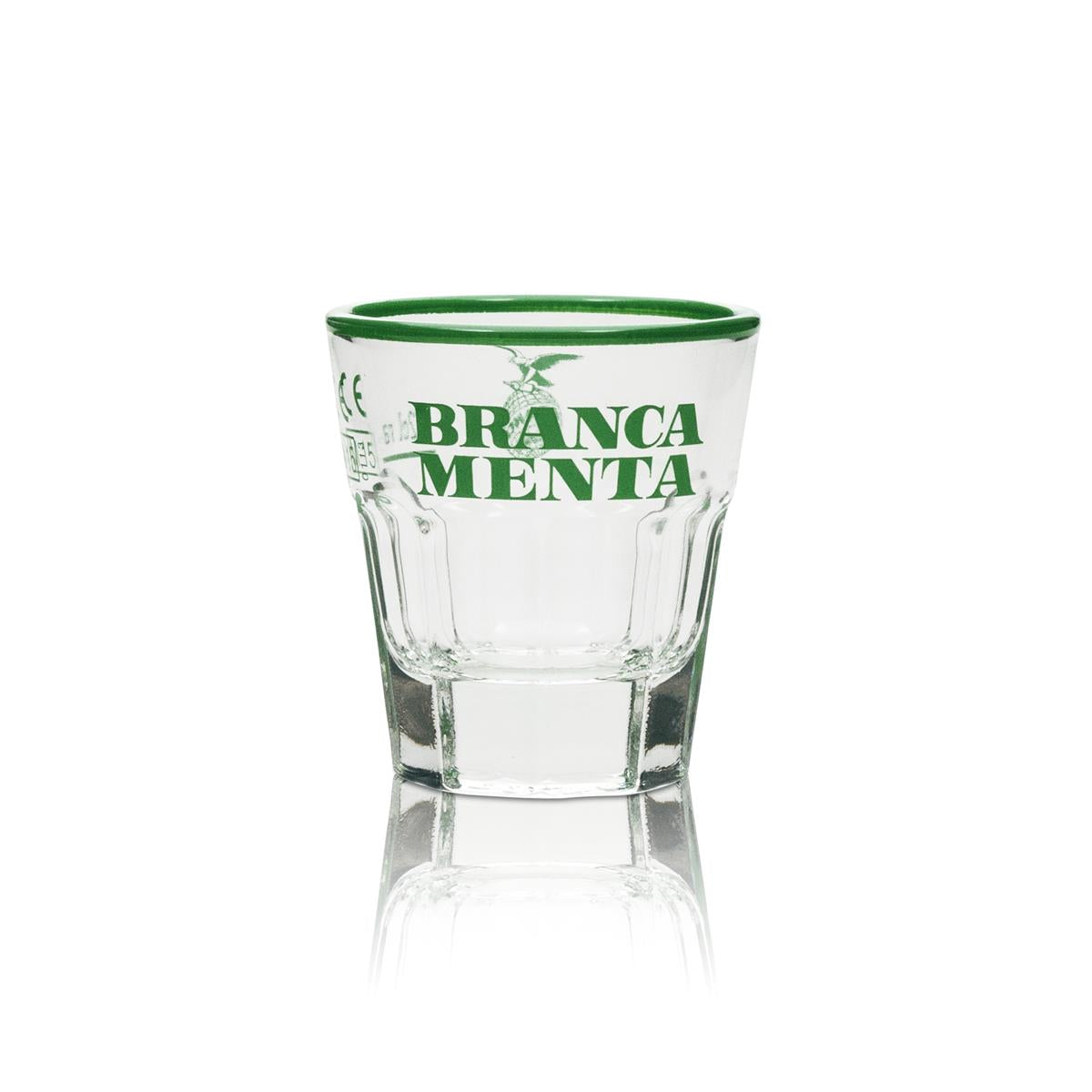6x Branca Menta liqueur glass 2cl shot glass with green rim – View 2