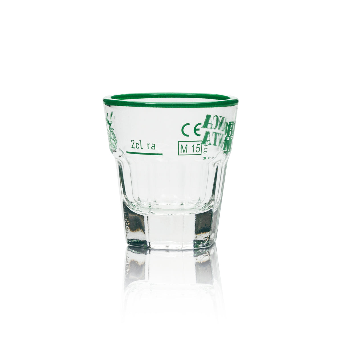 6x Branca Menta liqueur glass 2cl shot glass with green rim – View 3