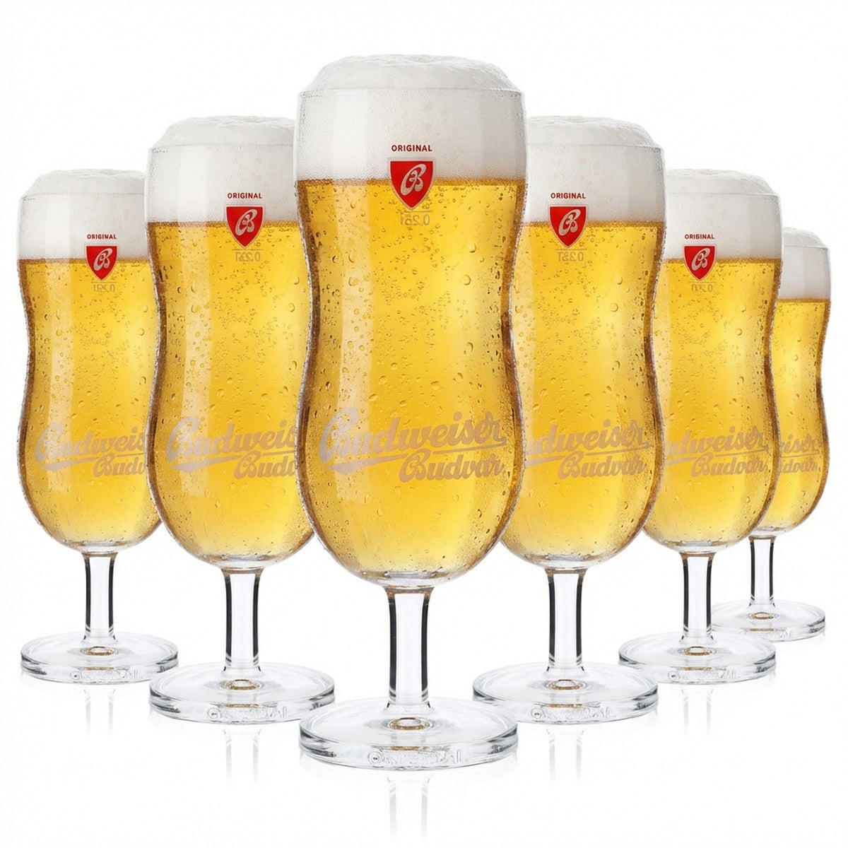6x Budweiser beer glass 0.25L contoured glass beer glasses designer glasses Budvar