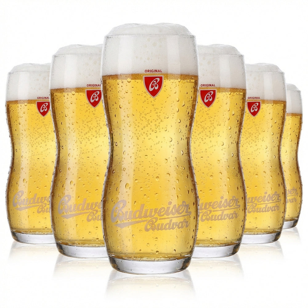 6x Budweiser beer glass 0.3L contoured glass beer glasses designer glasses Budvar