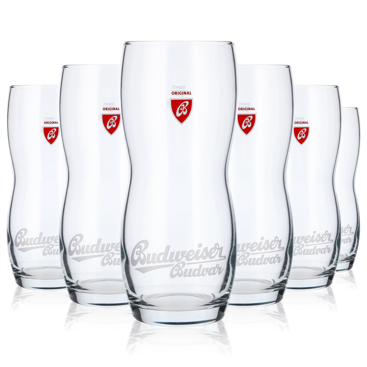 6x Budweiser Beer Glass 0.5L Contoured Glass Beer Glasses Designer Glasses Budvar – View 5