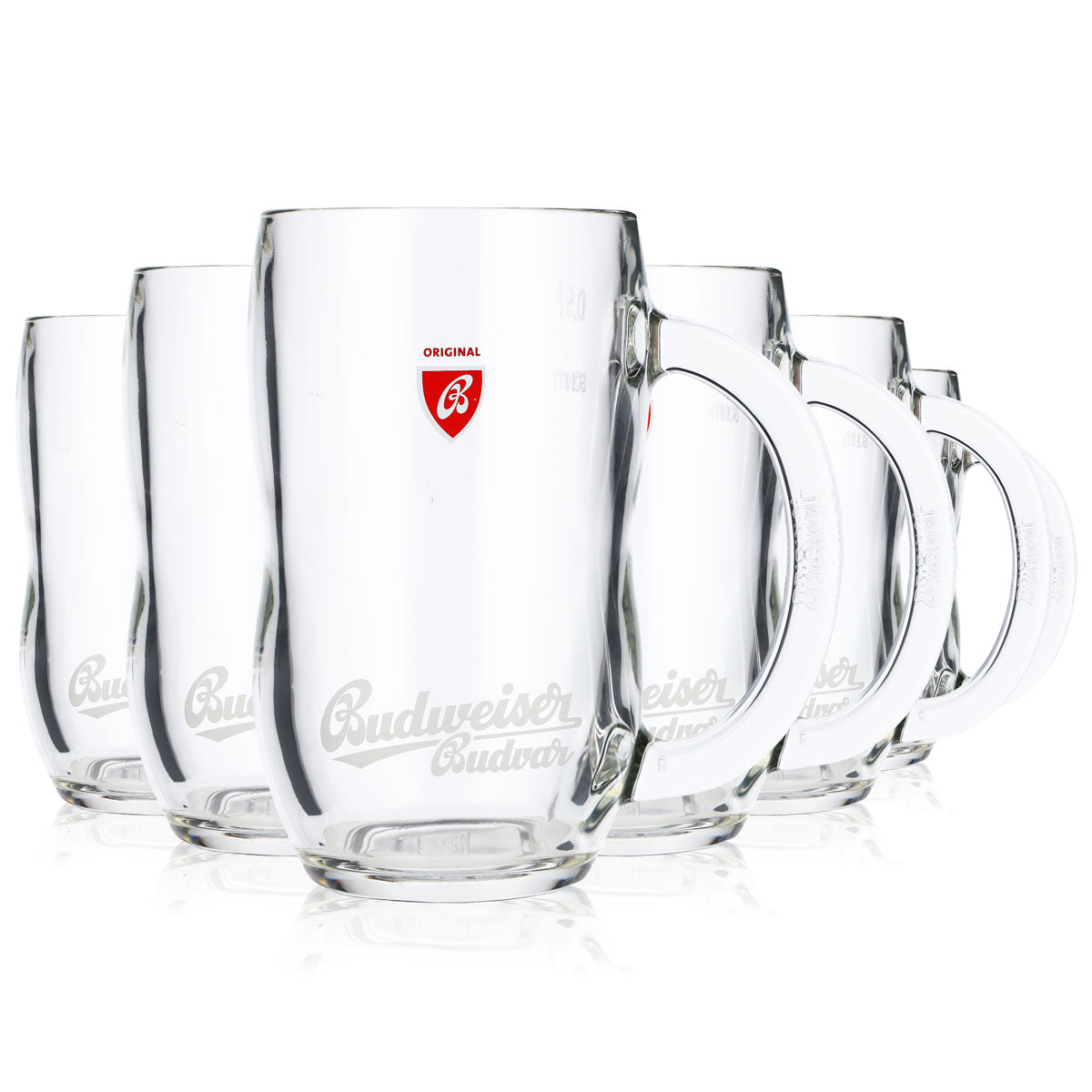 6x Budweiser beer glass 0.5l mug beer stein beer tankard contoured glass – View 7