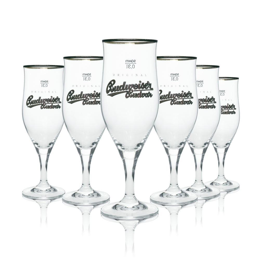 6x Budweiser beer glass Original Budweiser Budvar 0.3l Sahm