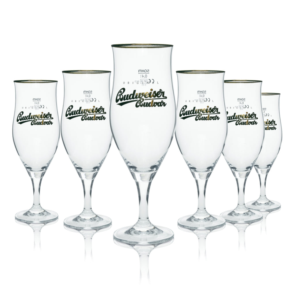 6x Budweiser beer glass Original Budweiser Budvar 0.4l Sahm