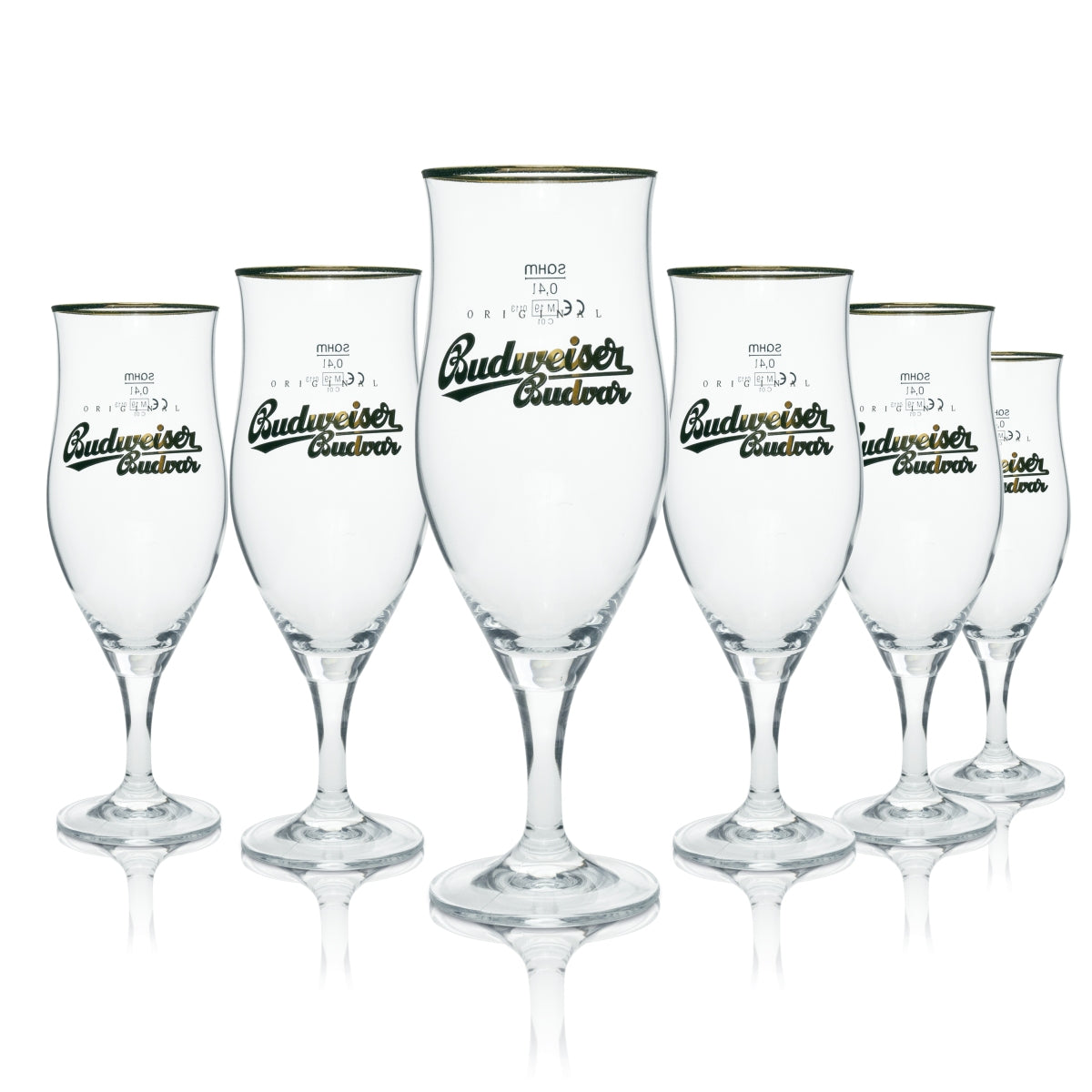 6x Budweiser beer glass Original Budweiser Budvar 0.4l Sahm