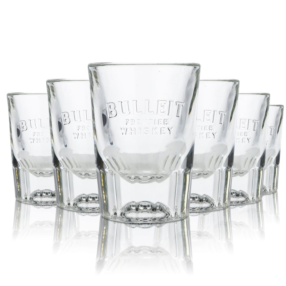 6x Bulleit Frontier Glass 5cl Whisky Stamper Short Shot Glasses Set Pub Bar