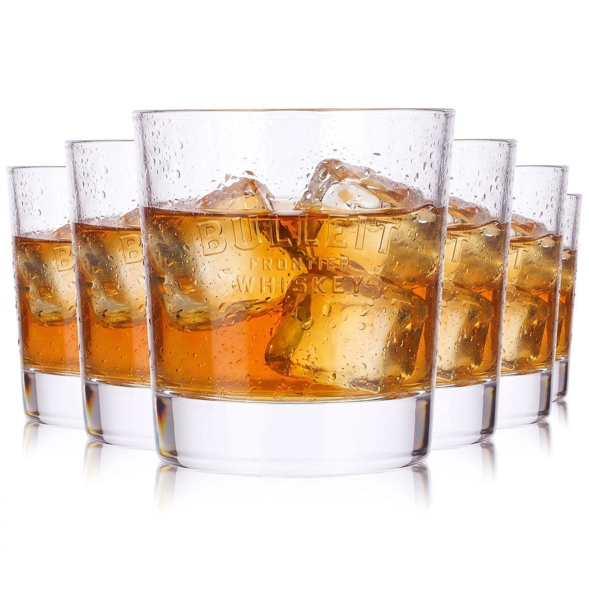 6 Bulleit Frontier Whiskey Glasses, 0.35 L Tumblers, Frontier Whiskey