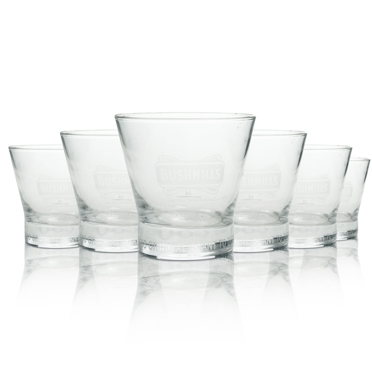 6x Bushmills Whiskey Glass Tumbler Anniversary Glass 400th Printed Base