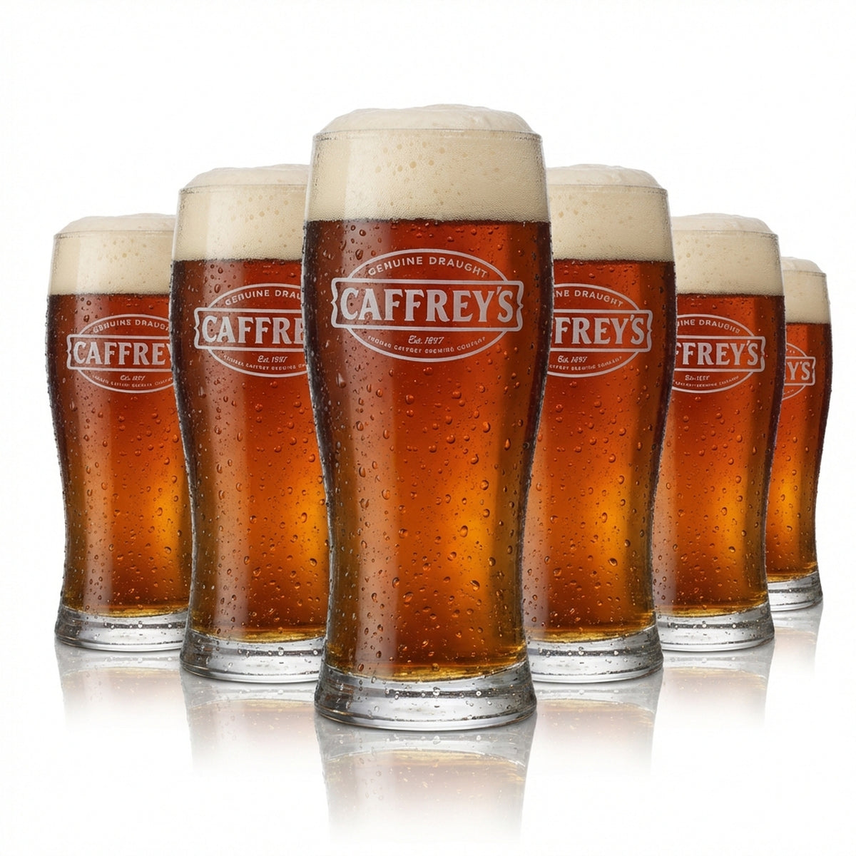 6x Caffrey's 0.4L Willi Becher Pint Beer Glass Set Irish Brewery Draught Beer