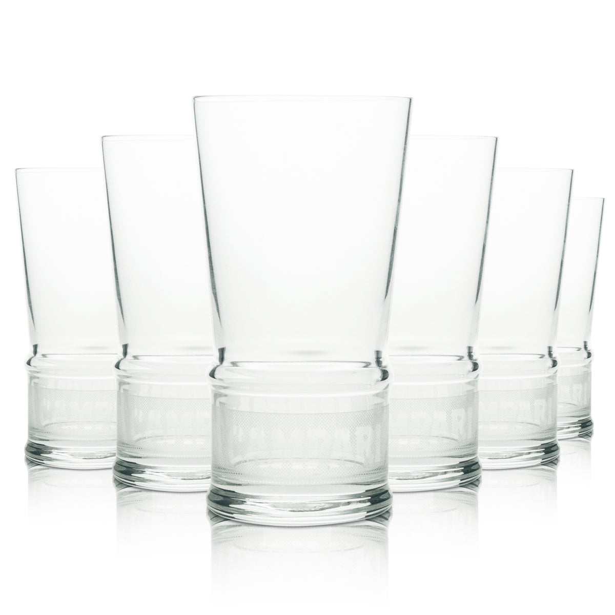 6x Campari liqueur glass, long drink, V-shape, logo at bottom