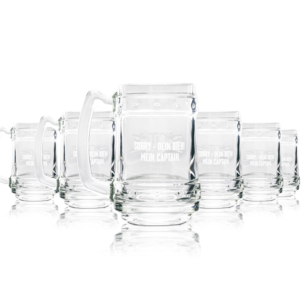 6x Captain Morgan Glass 0.4l Mug Sorry Your Beer Cocktail Long Drink Cuba Libre