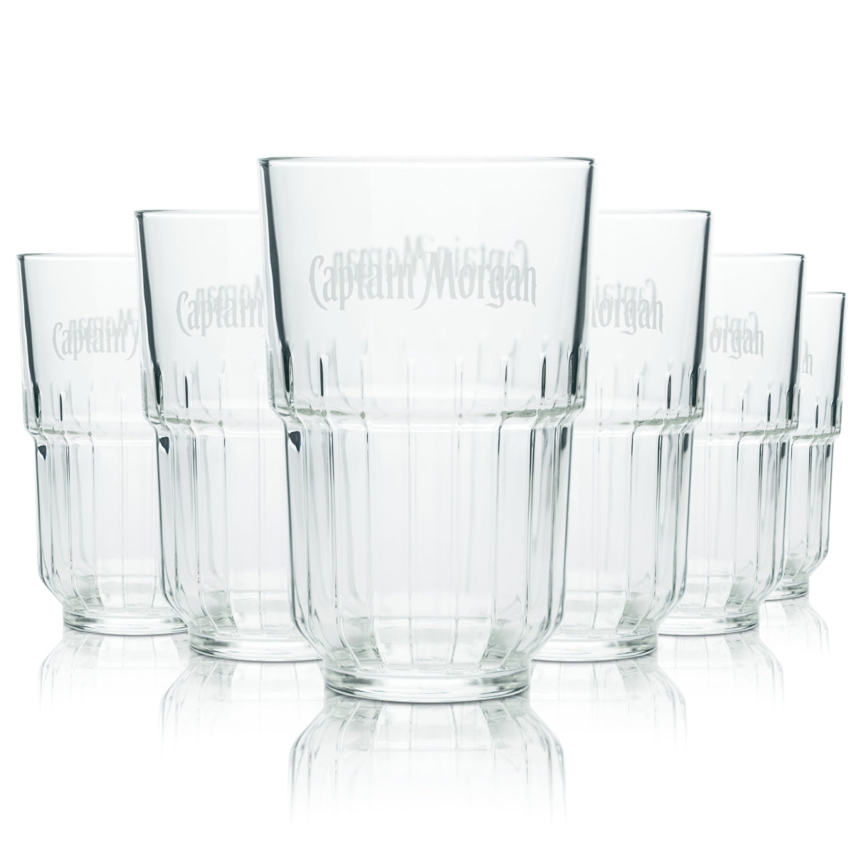 6x Captain Morgan Rum Glass 0.4l Libbey LinQ Mug Tumbler Long Drink Cocktail Contour Glasses