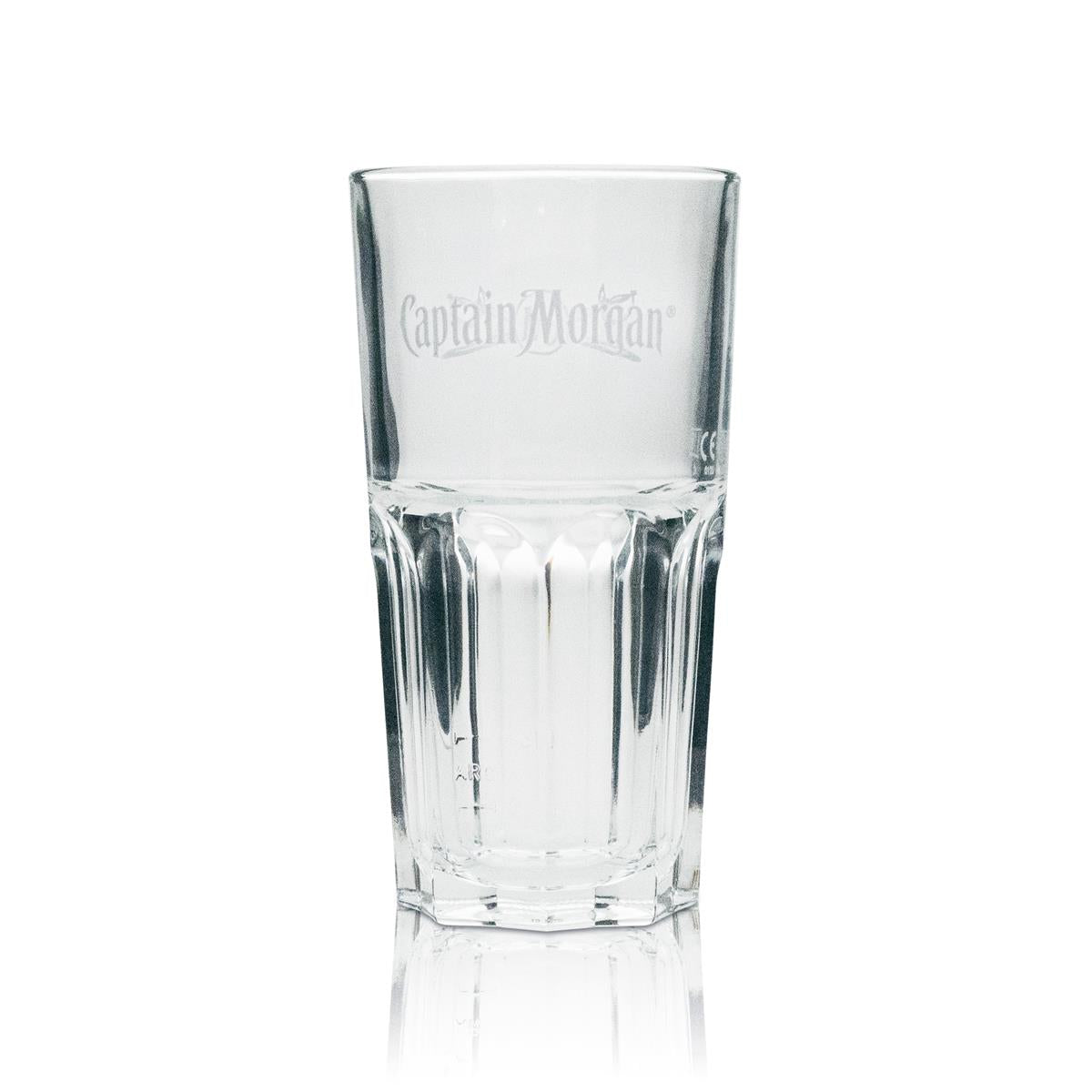 6x Captain Morgan Rum Glass Long Drink White Lettering/Sword Logo – View 2