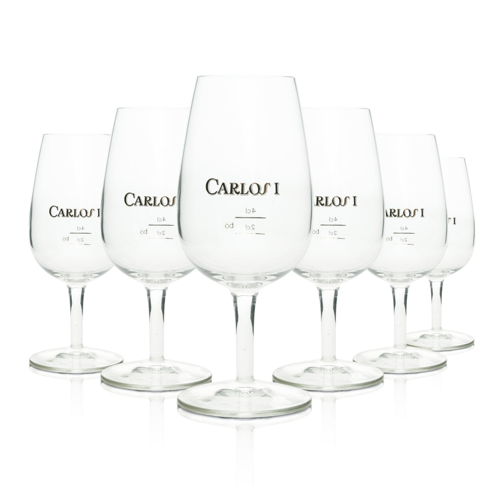 6x Carlos Brandy Glass Tasting Logo Gold 4cl Böckling
