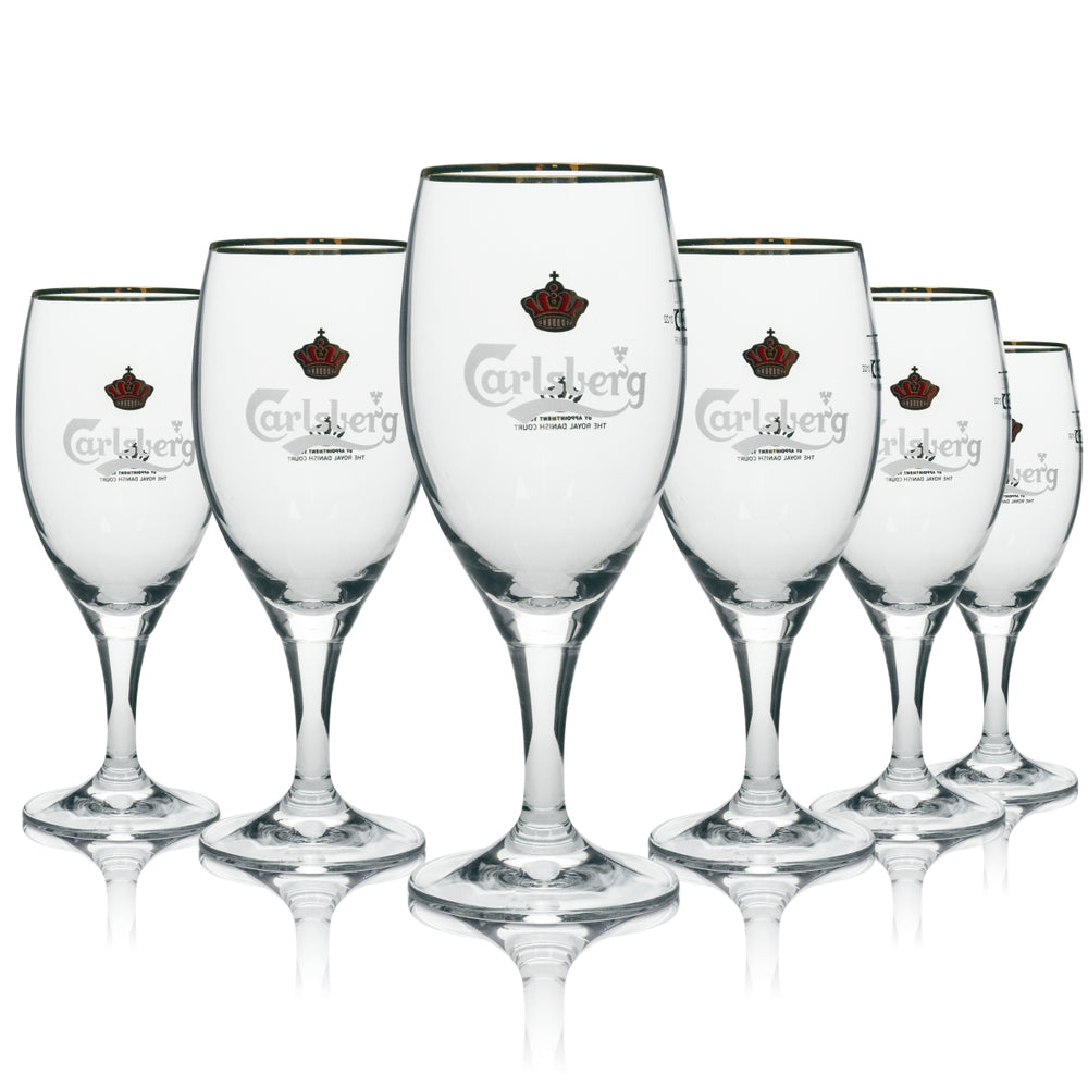 6x Carlsberg beer glass trophy with gold rim, 200 ml, Ritzenhoff