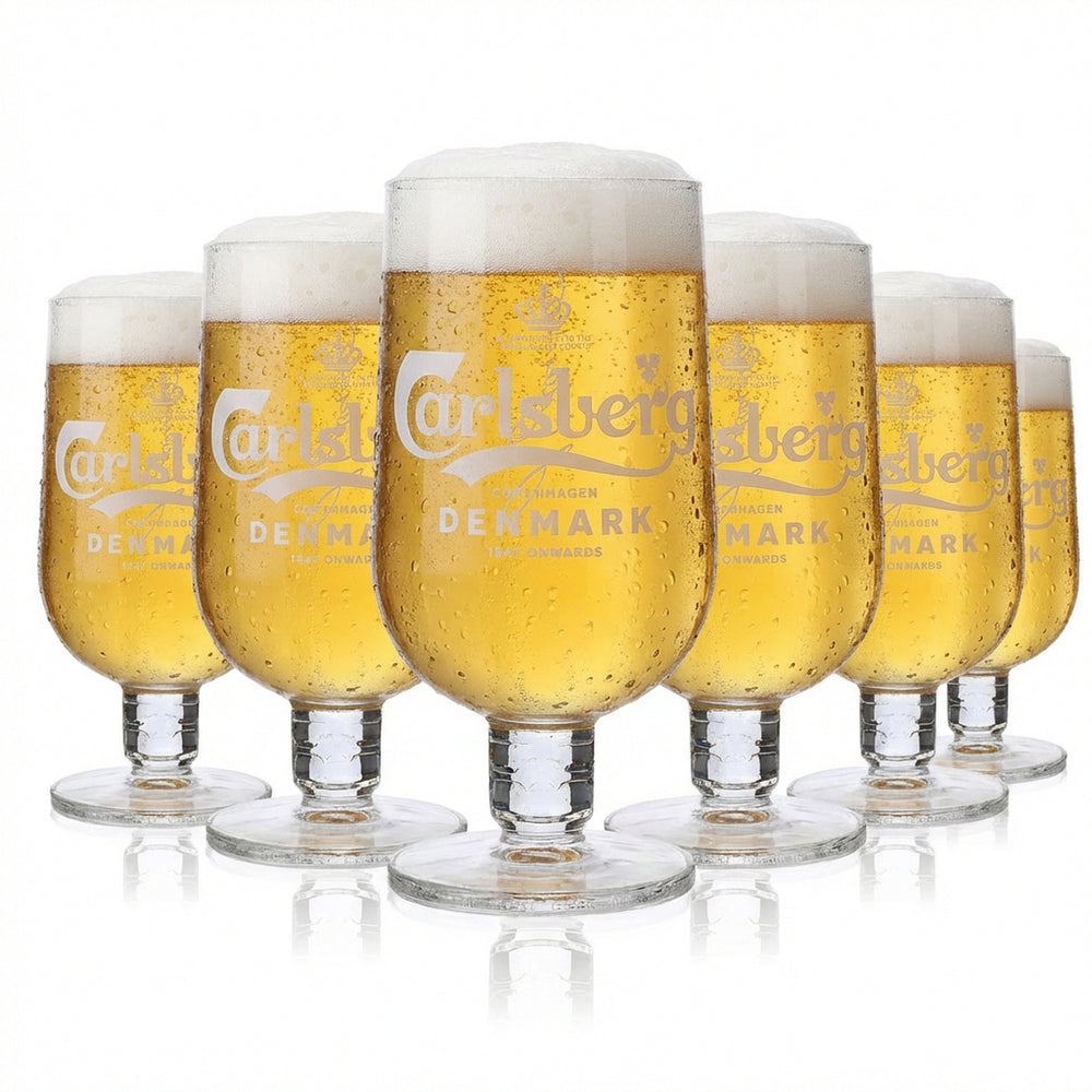 6x Carlsberg 0.3l Pilsner beer glass trophy set Danish Brewery Gastro