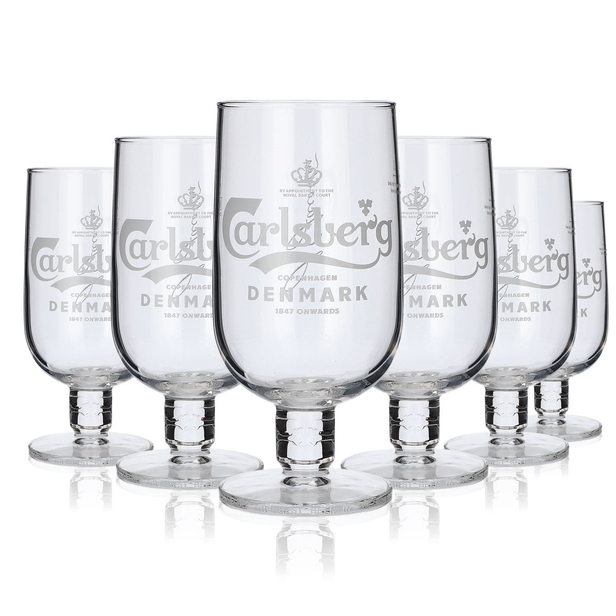 6x Carlsberg 0.3l Pilsner beer glass trophy set Danish Brewery Gastro – View 5