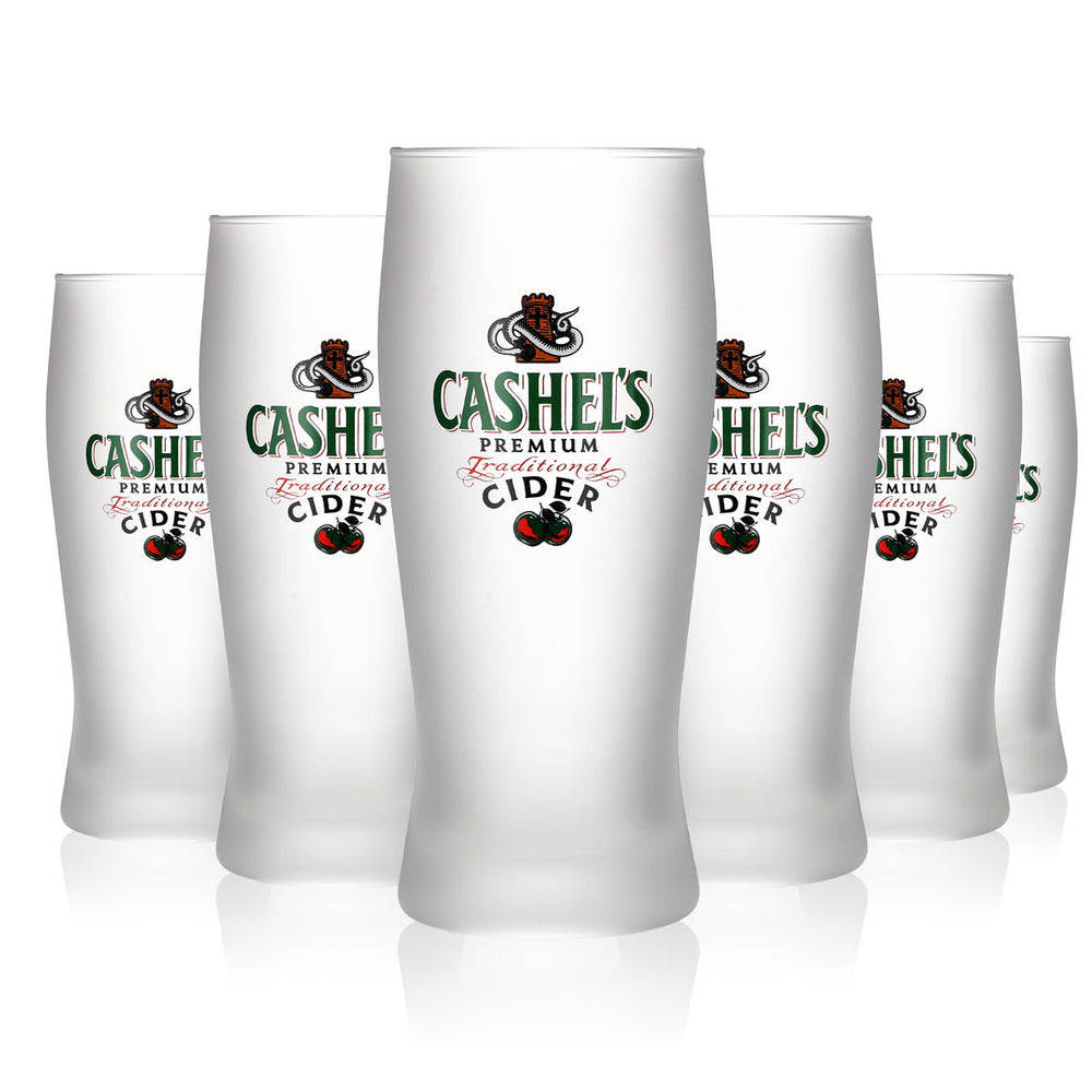 6x Cashels Glass 0.3l Glasses, fully satin-finished Irish Beer Frosted Glass