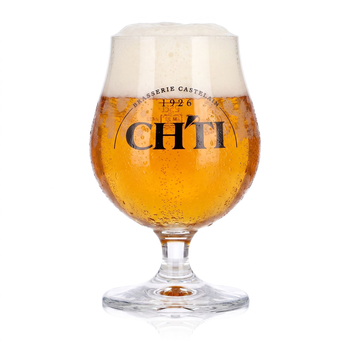 Set of 6 Castelain Beer Glasses, 0.25 L, Tulip-Shaped, CH'TI 1926 Wheat Beer Design – View 2