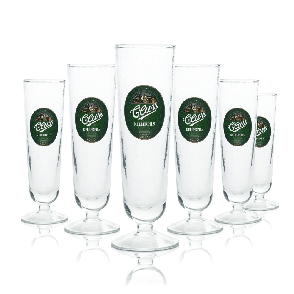 6x Cluss Beer Glass 0.3l Goblet Ice Glass Pilsner Glasses Tulip Frosted Brewery