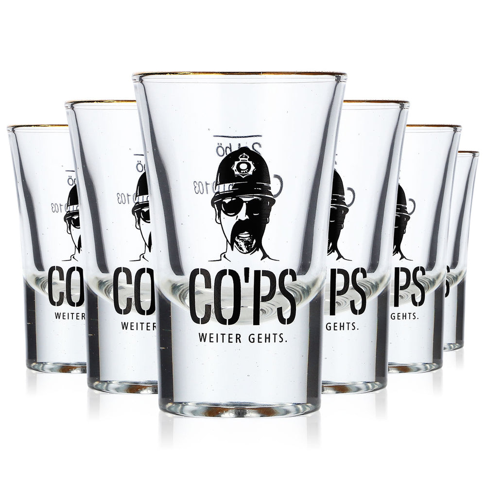 6 CO`PS Rum Glasses: 2 cl Shot Glasses, Gold-Rimmed Tumblers, Long Drink Glasses (Set of 6)